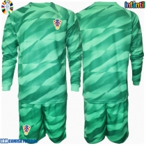Camisa de Futebol Croácia Goleiro Equipamento Secundário Infantil Europeu 2024 Manga Comprida (+ Calças curtas)